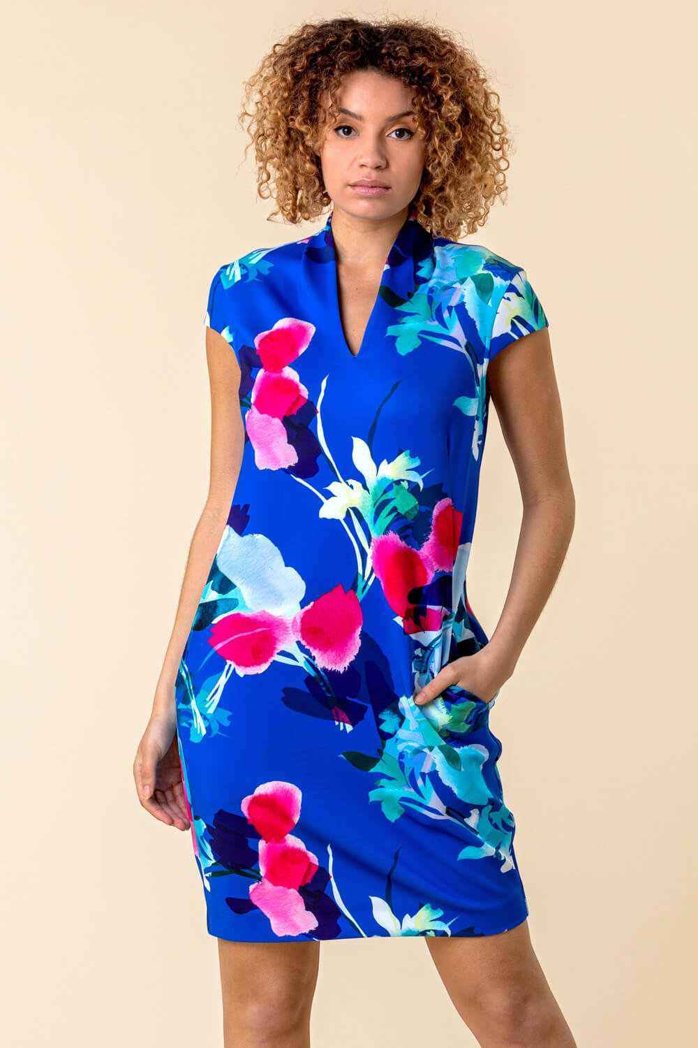 Floral Print Stretch Cocoon Dress