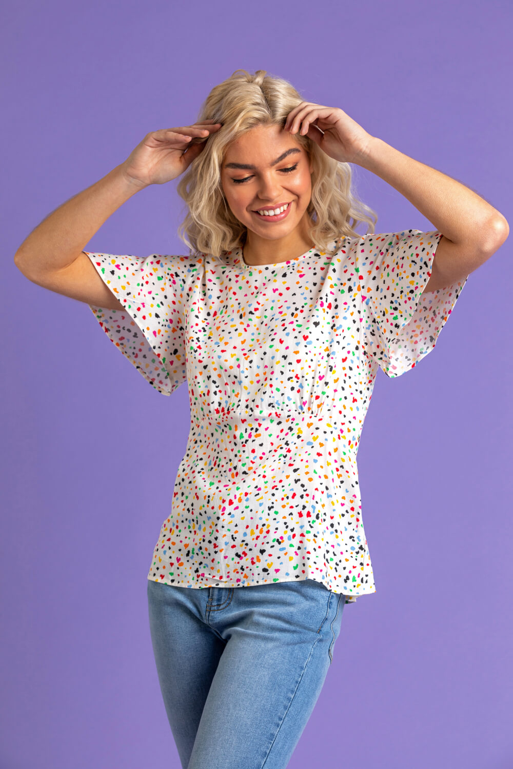 Scattered Spot Print Flared Top