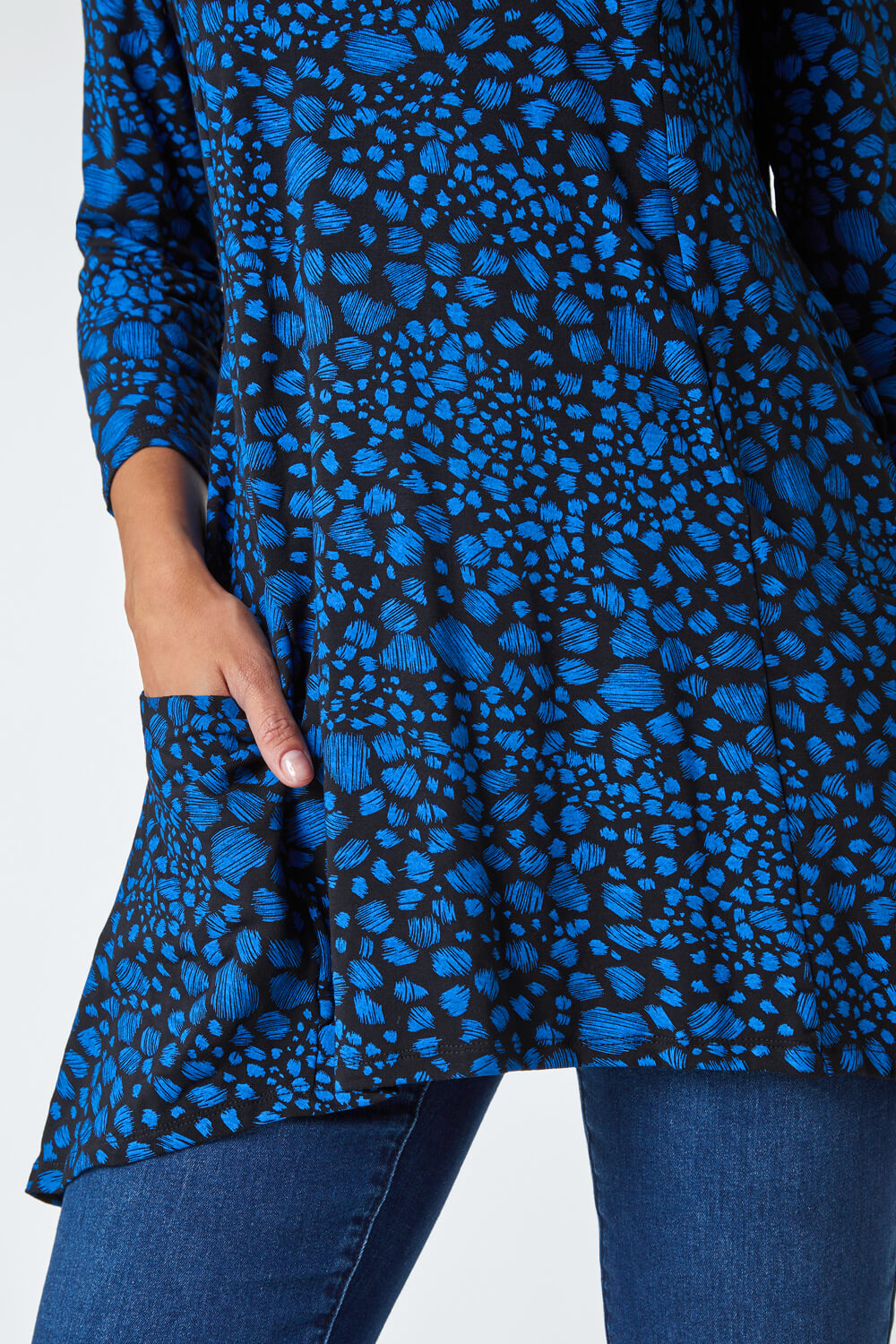 Blue Spot Print Stretch Swing Top , Image 5 of 5