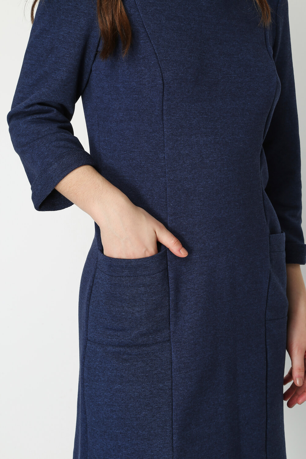 Blue Pocket Detail Shift Dress, Image 4 of 5
