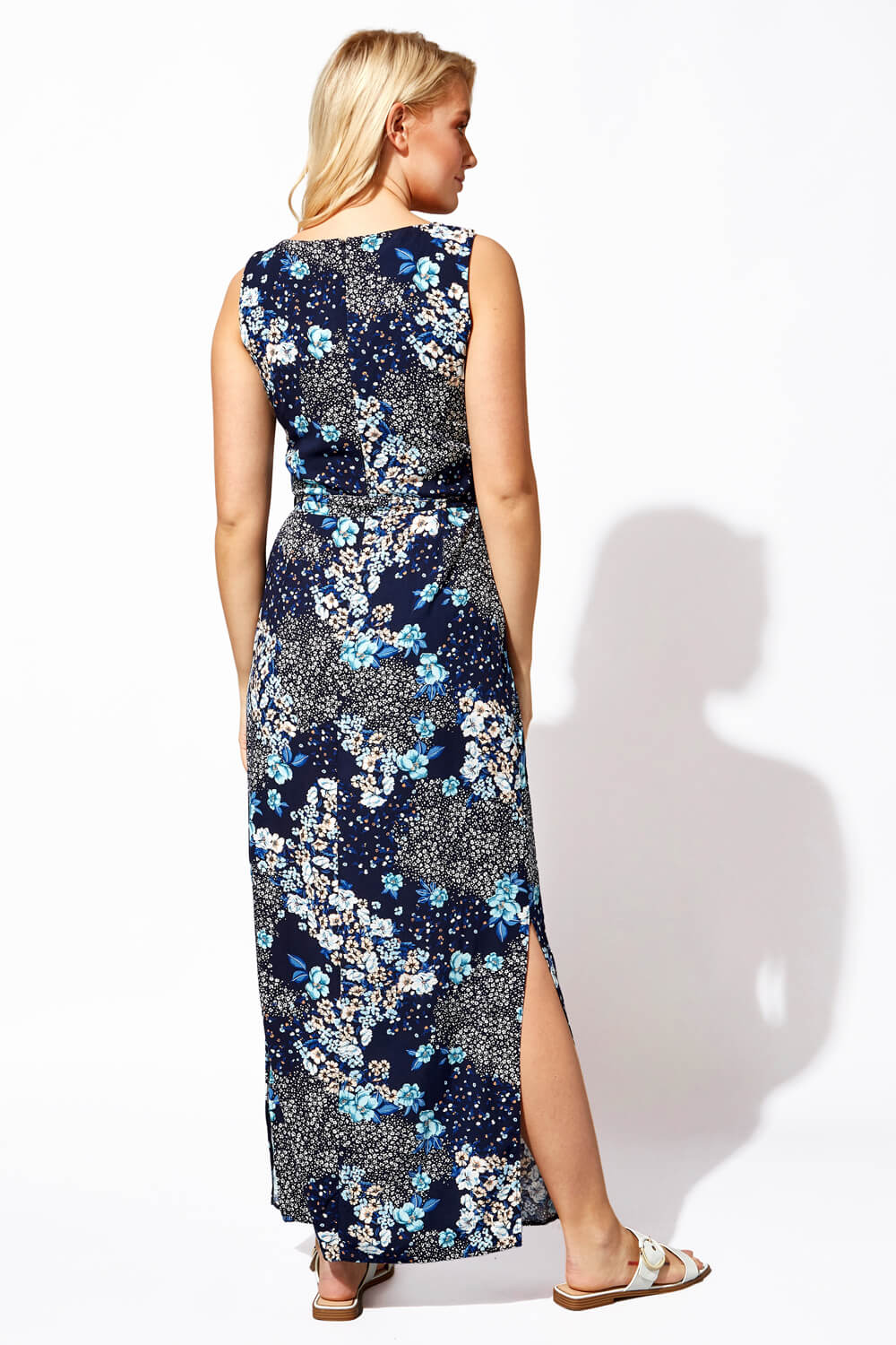  Floral Print Belted Maxi Dress, Image 2 of 4