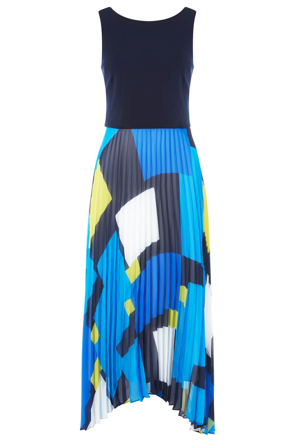 Blue Fit and Flare Pleated Midi Dress, Image 5 of 5