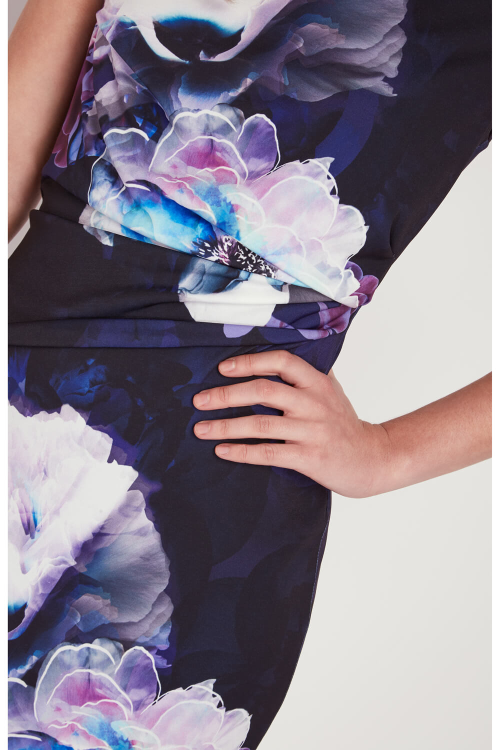 Purple Floral Print Jersey Dress, Image 5 of 6