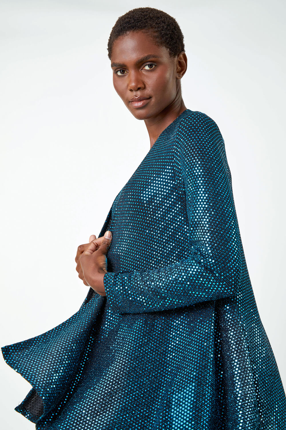 Sequin Sparkle Waterfall Stretch Jacket, Image 1 of 6