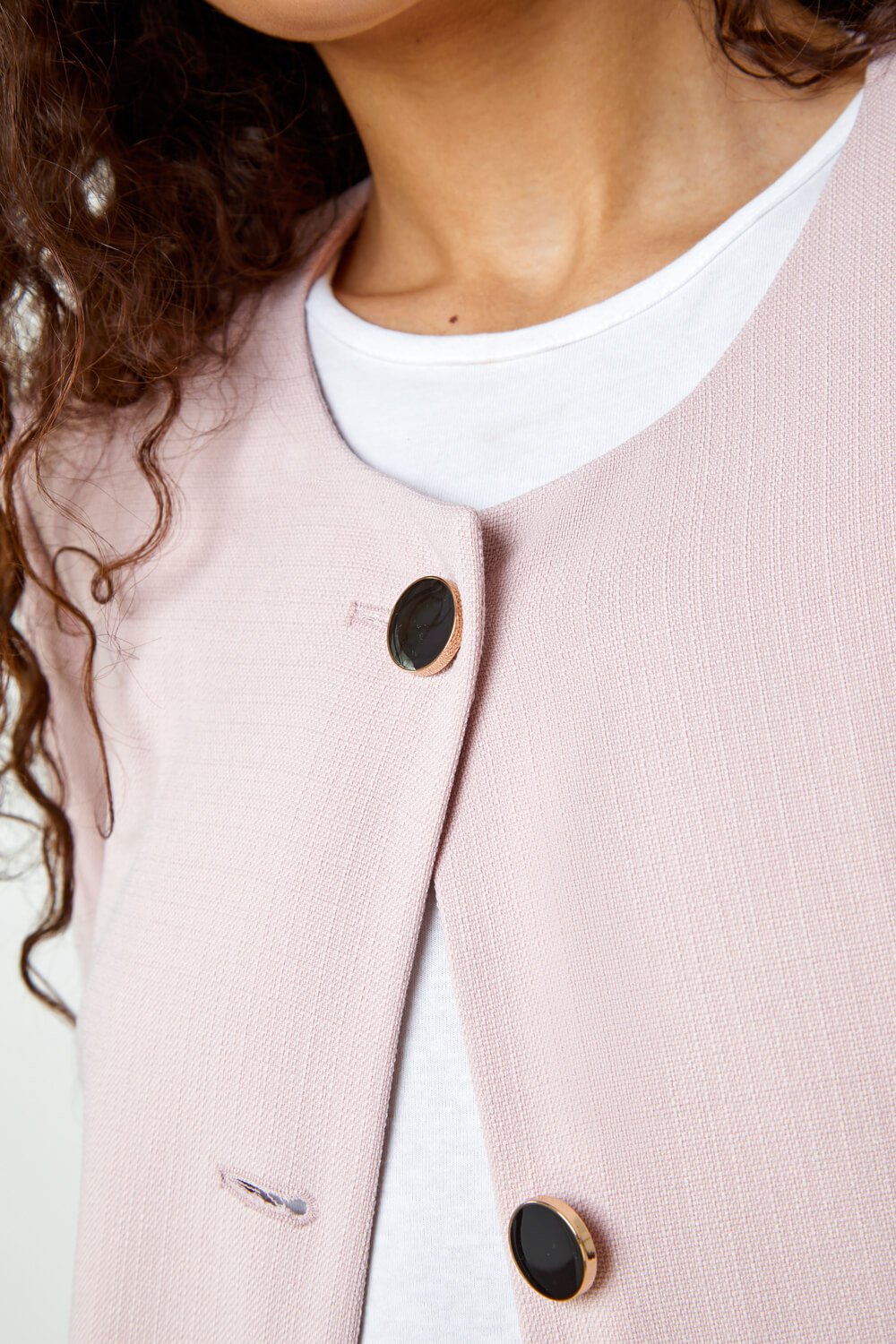 Rose Collarless Button Detail Jacket, Image 5 of 5