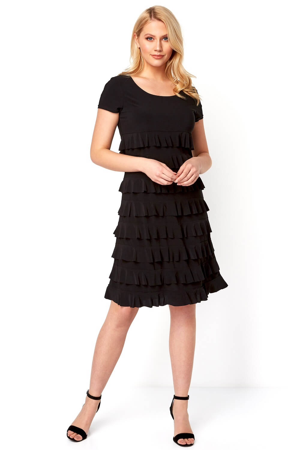 Black  Frill Tiered Dress, Image 2 of 4