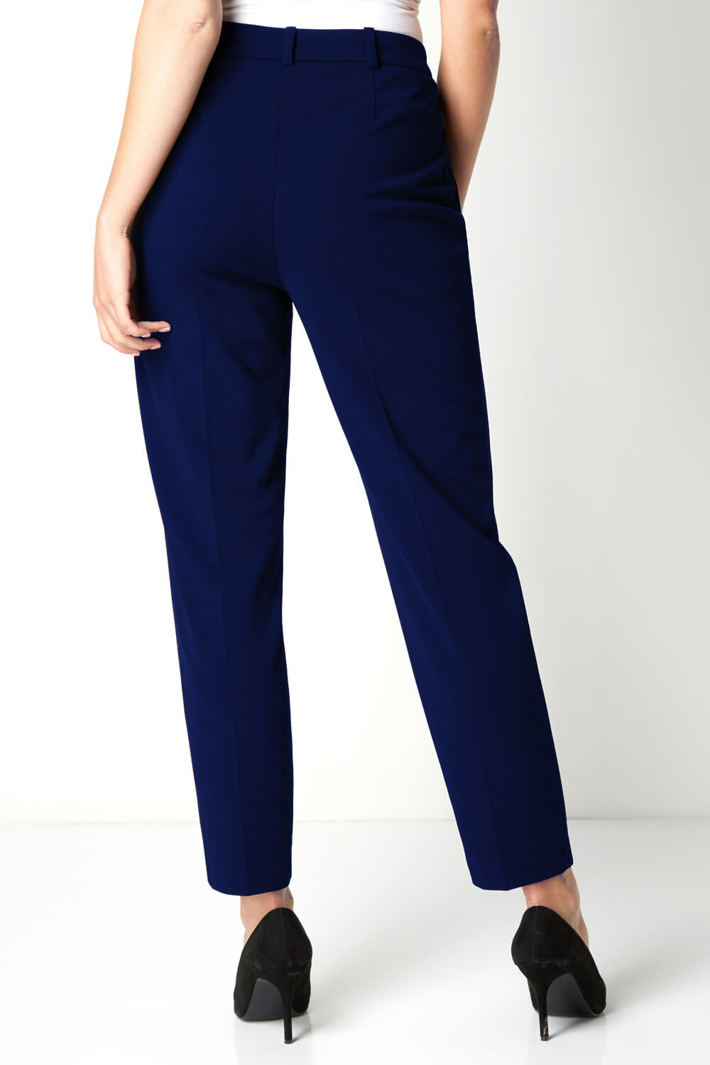 Navy  Long Straight Leg Stretch Trouser, Image 2 of 3
