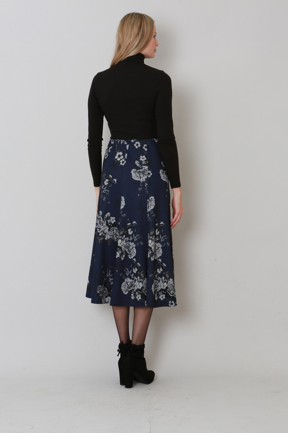 Navy  Julianna Floral Print Midi Skirt, Image 2 of 3