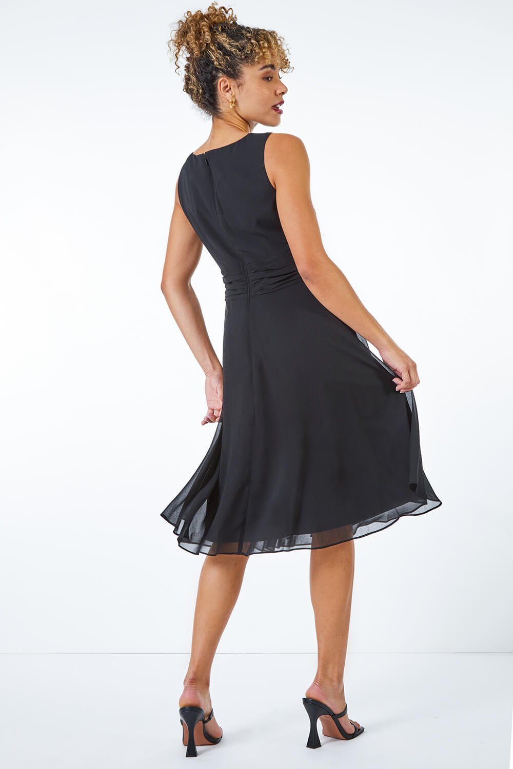 Black Petite Diamante Buckle Dress, Image 3 of 5
