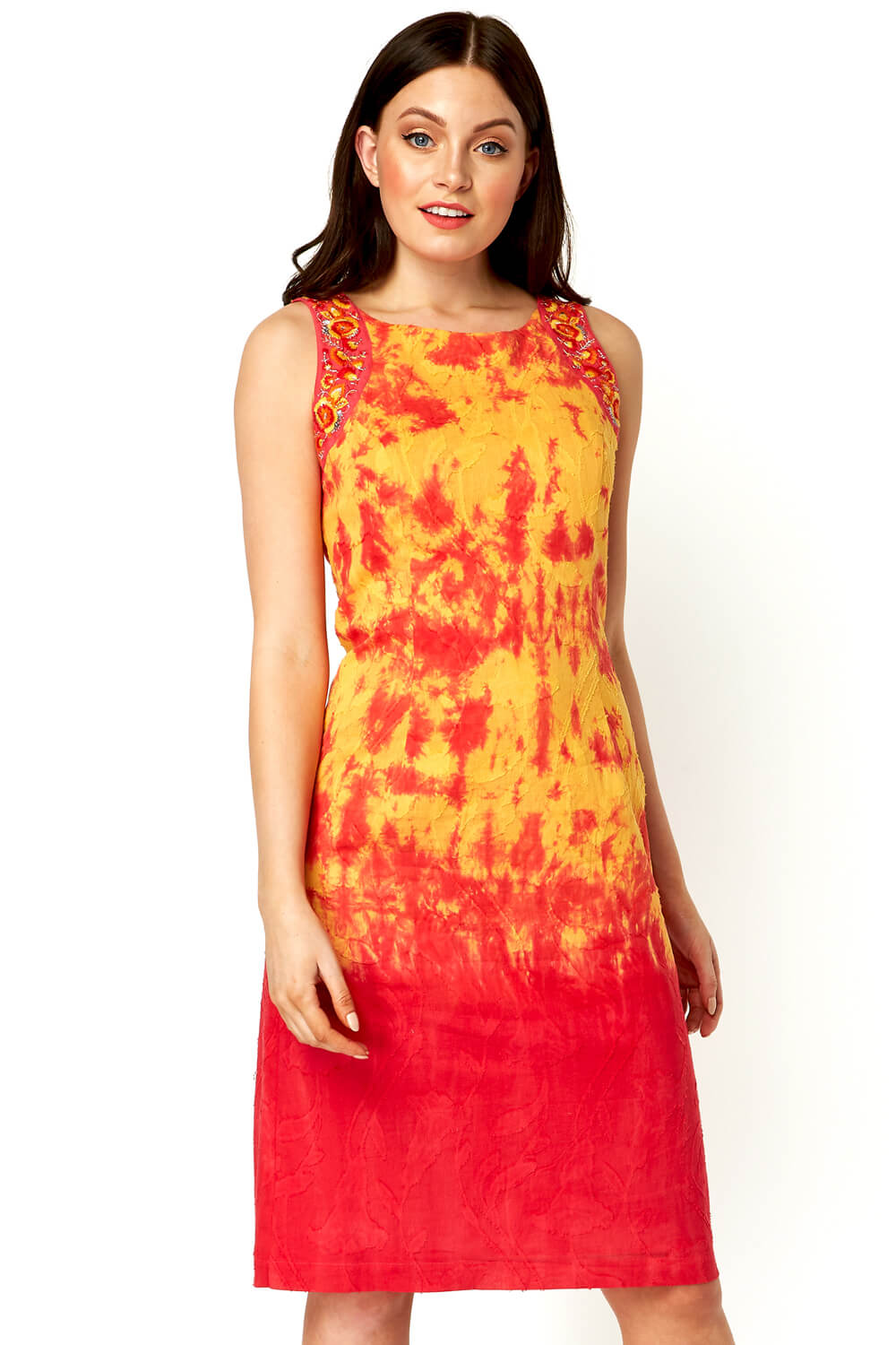 Embroidered Tie Dye Shift Dress