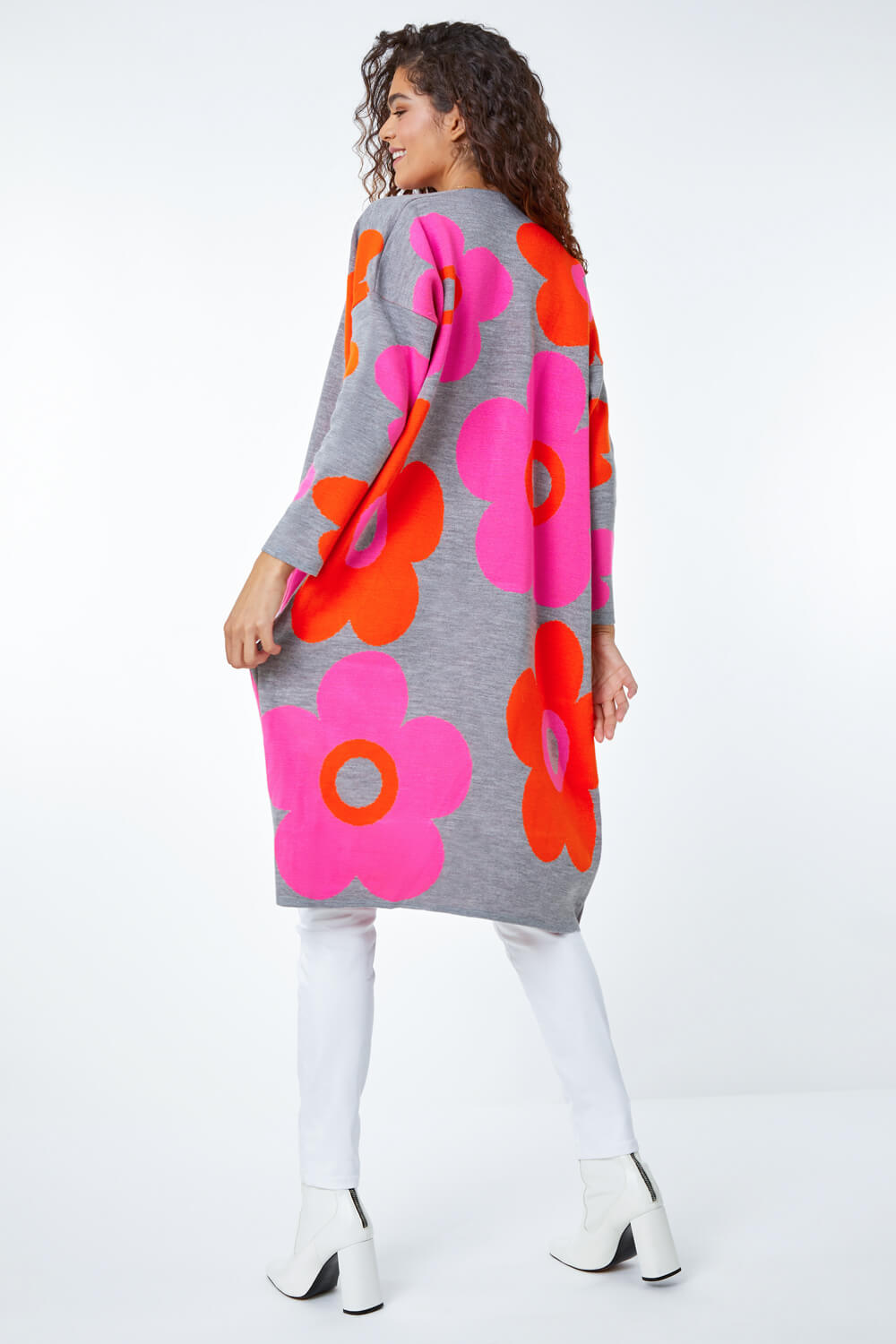 Roman Originals Women Chunky Knitted Cardigan With Pockets - Ladies Oversized Longline Loose Casual Soft Cable Knit Knitwear Autumn Winter Wool Boho Comfortable Day Cardigans - Natural - Size 20