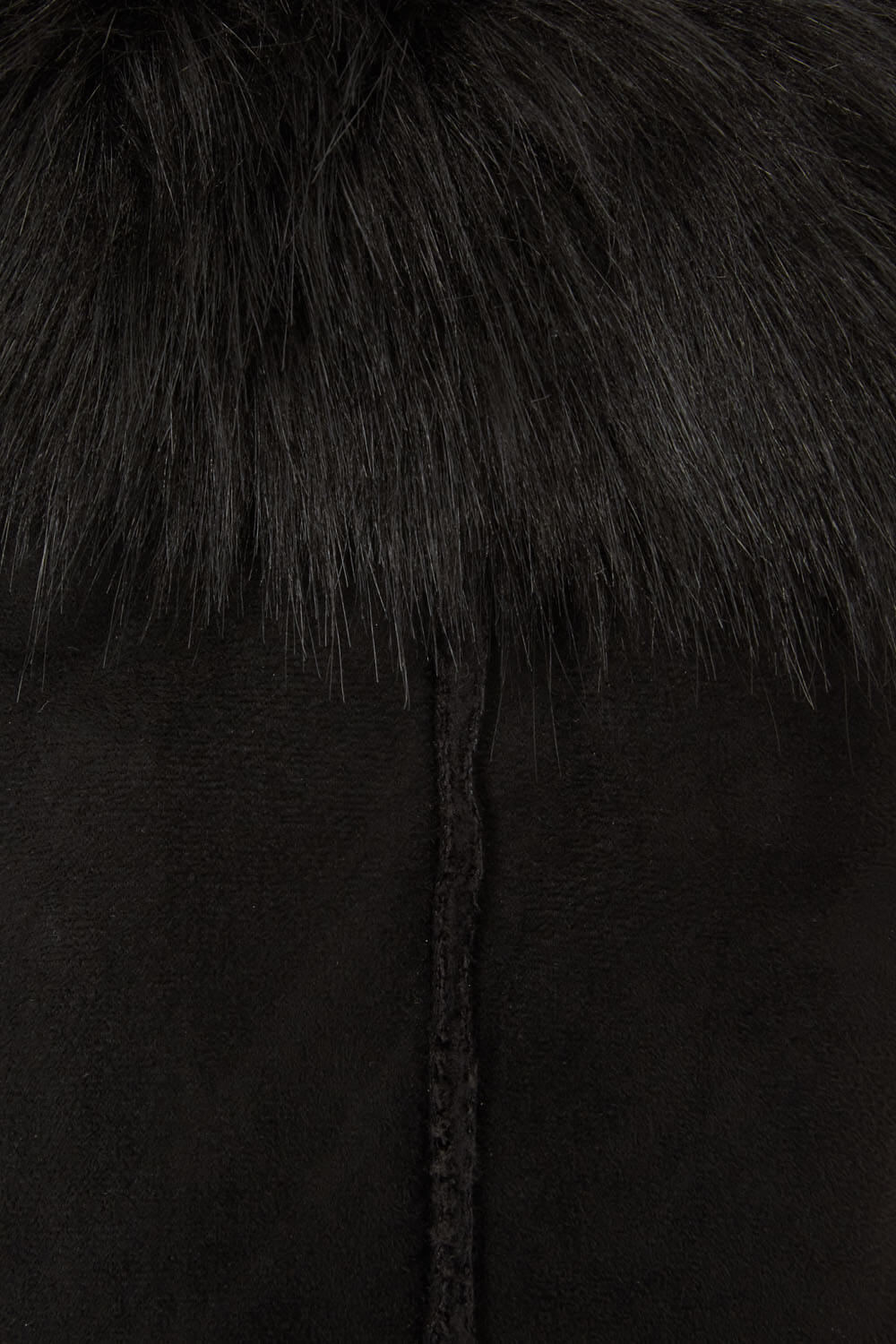 Black Faux Fur Trim Mittens, Image 4 of 4