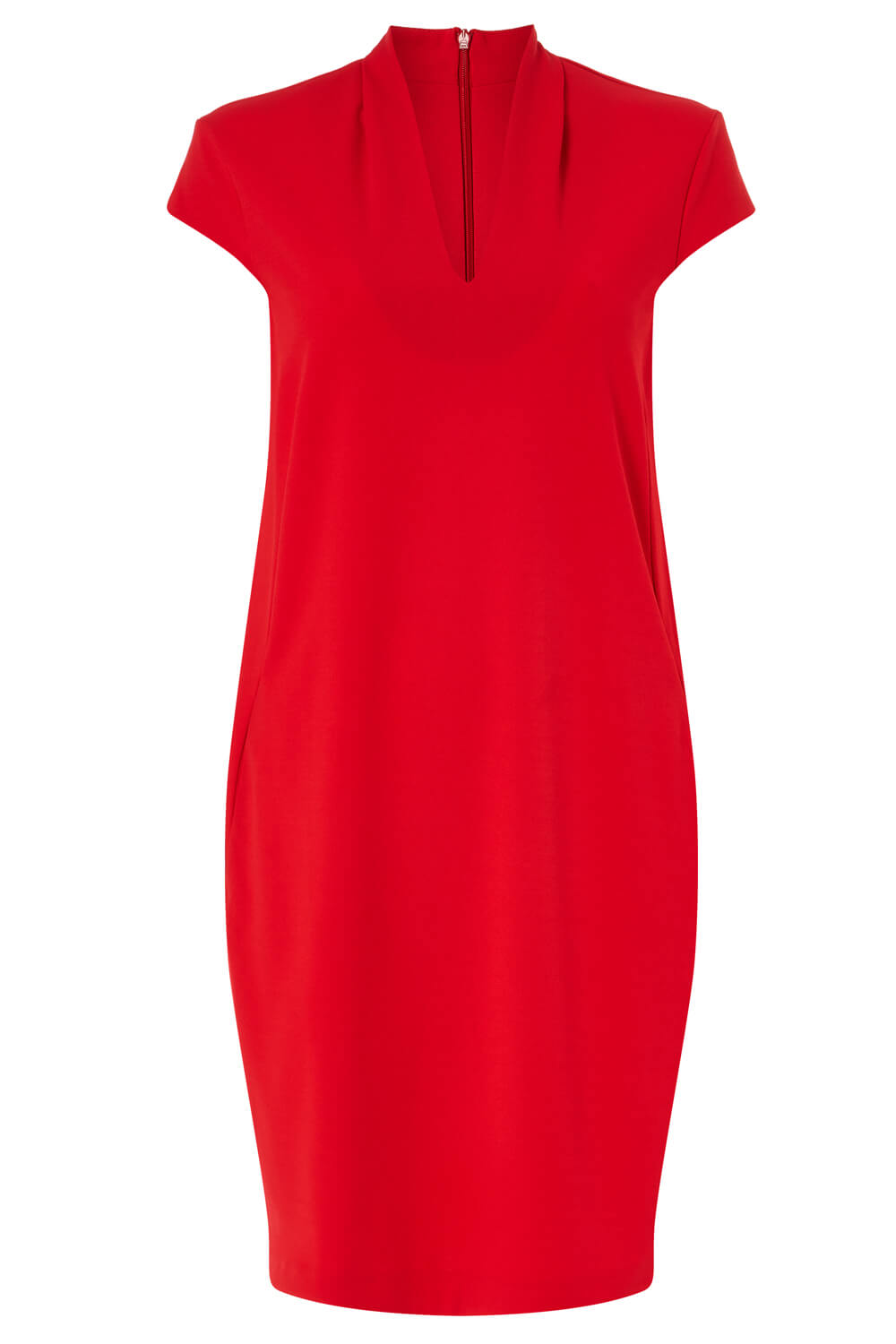 Red V Neck Cocoon Dress, Image 5 of 5