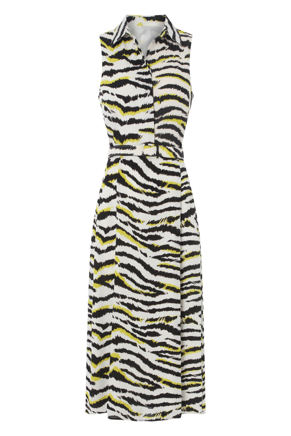 Lime Animal Print Collar Midi Dress, Image 5 of 5