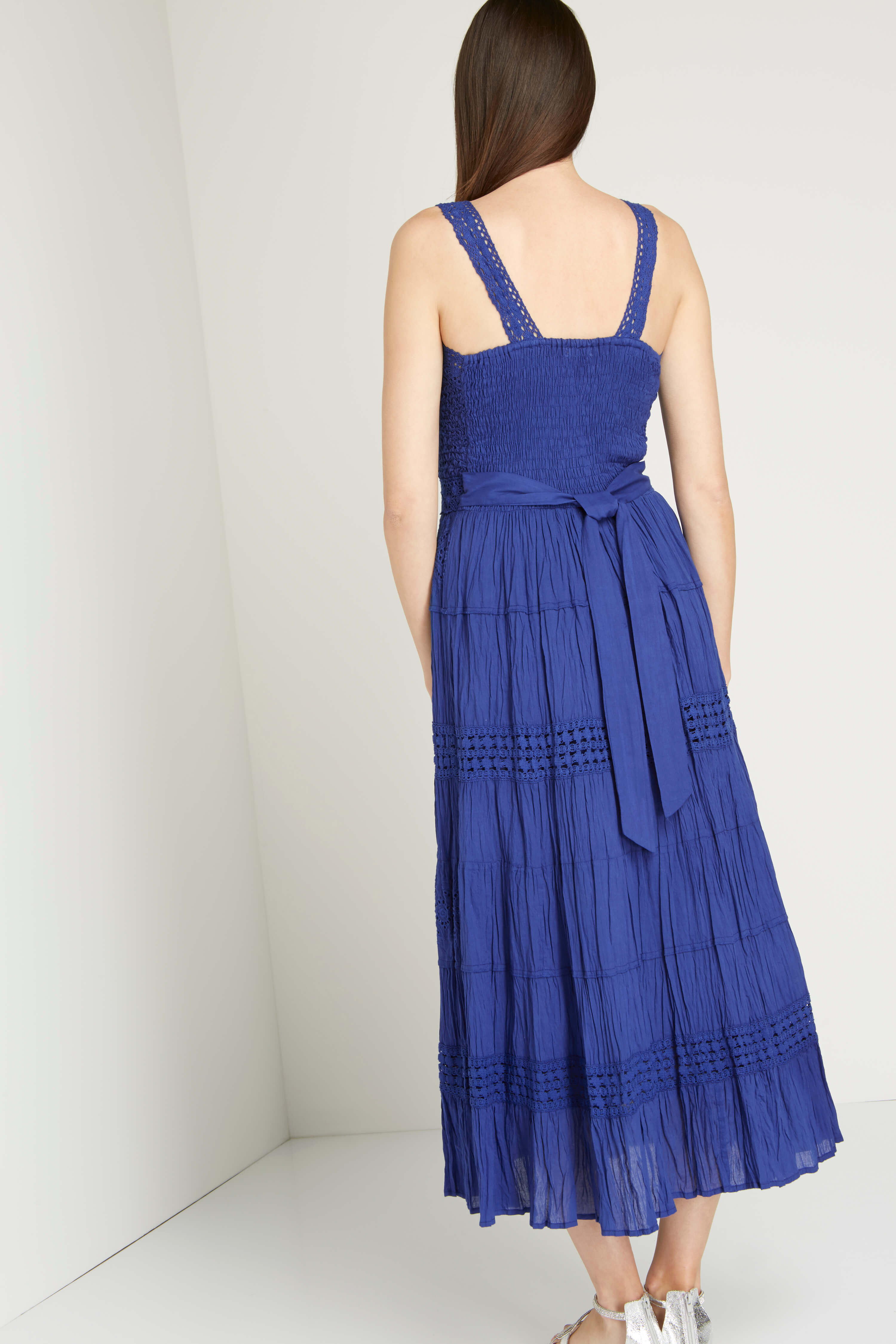 Online Exclusive Cotton Midi Dress in Royal Blue - Roman Originals UK