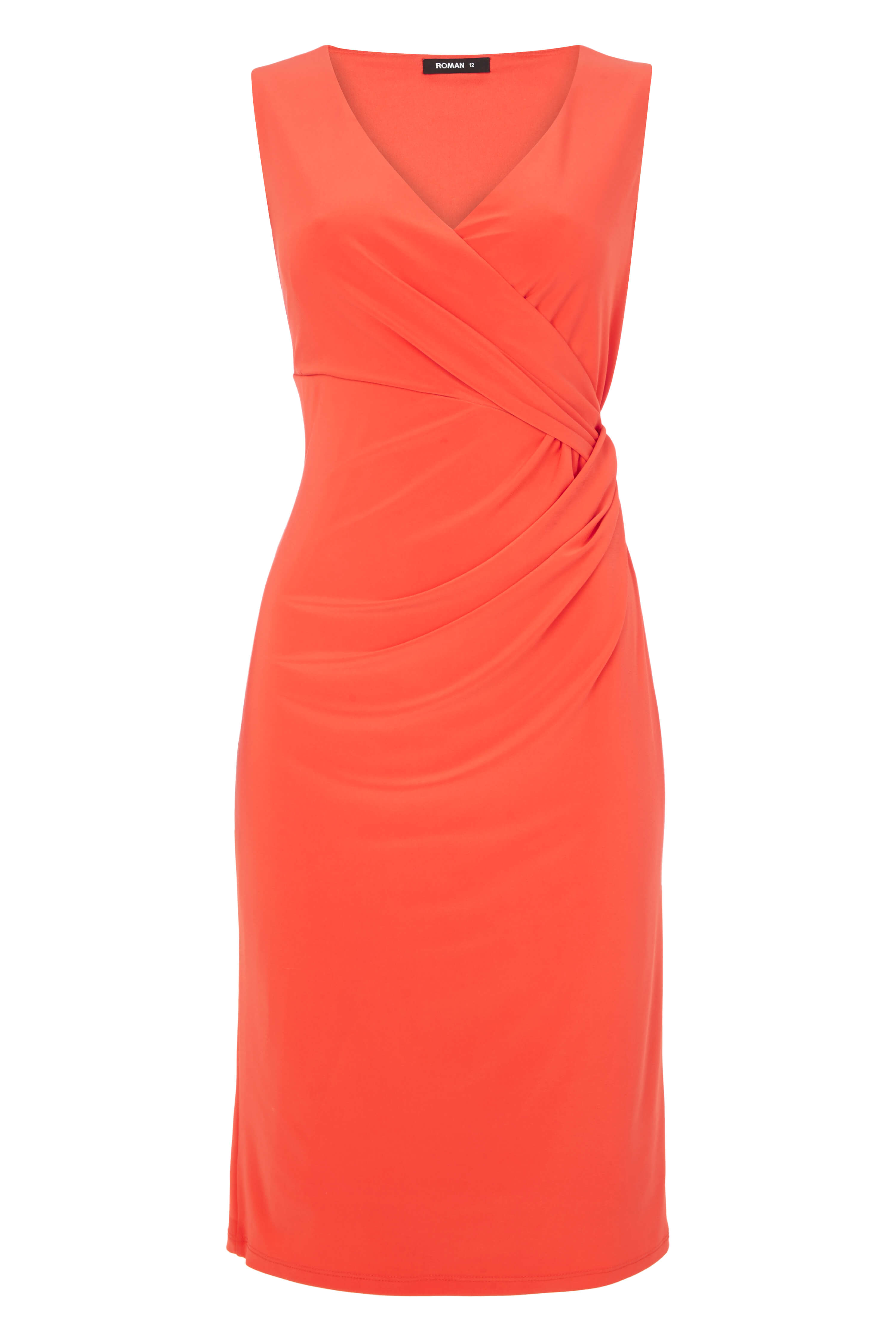 Sleeveless Wrap Over Dress in ORANGE - Roman Originals UK