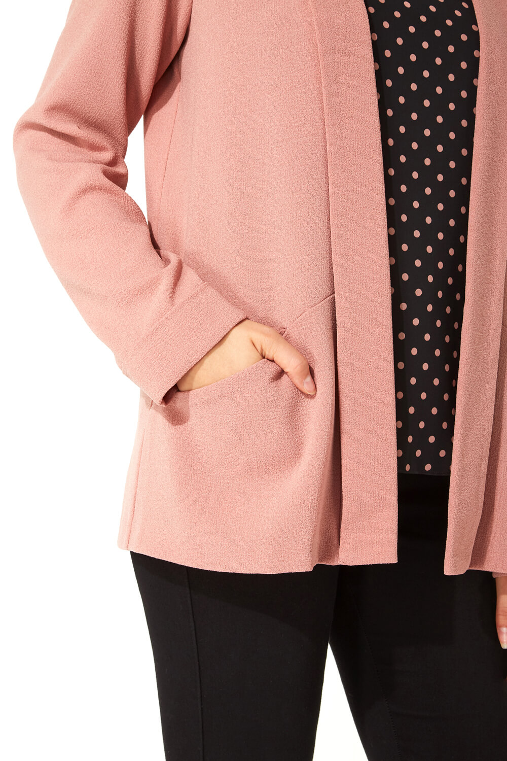PINK Long Sleeve Crepe Jacket, Image 4 of 5