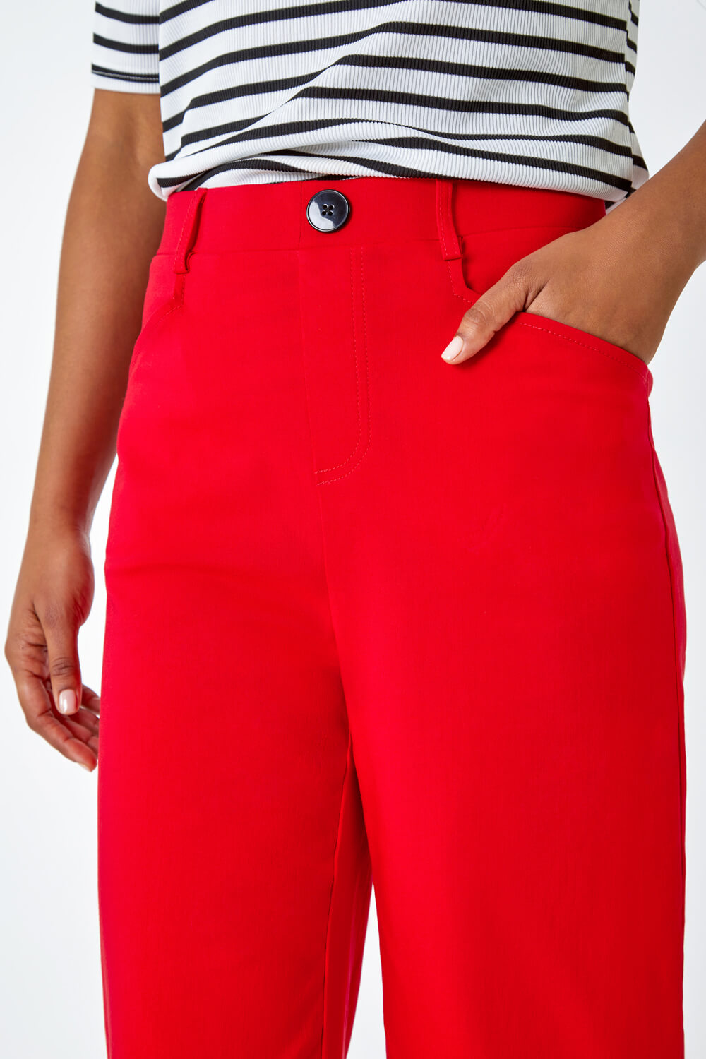Red Cropped Stretch Culotte, Image 5 of 5