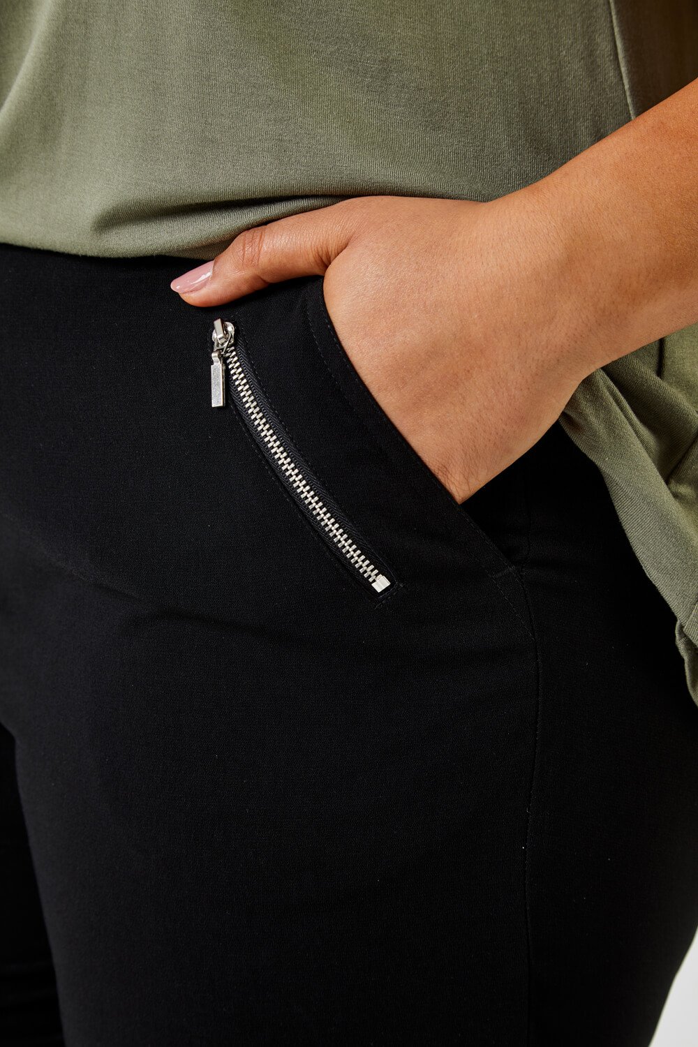 Black Curve 27" Tie Front Joggers, Image 5 of 5