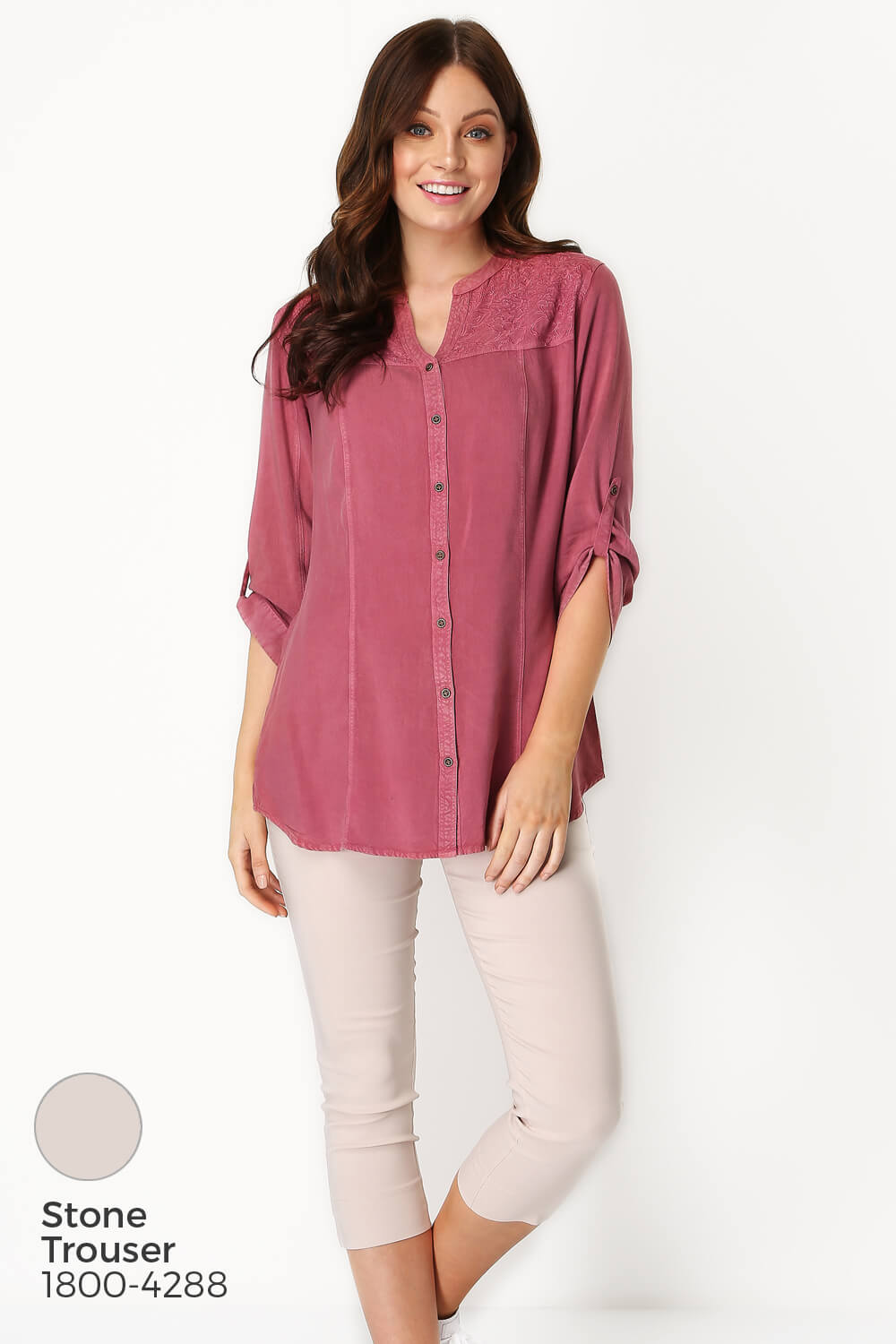 PINK Embroidered Button Through Blouse , Image 6 of 9