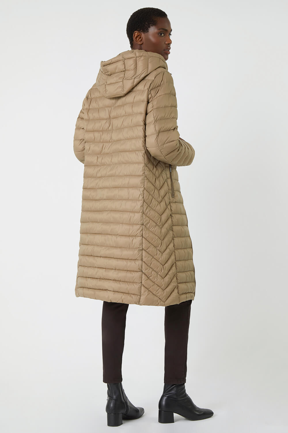 Natural  Longline Hooded Padded Coat, Image 3 of 5