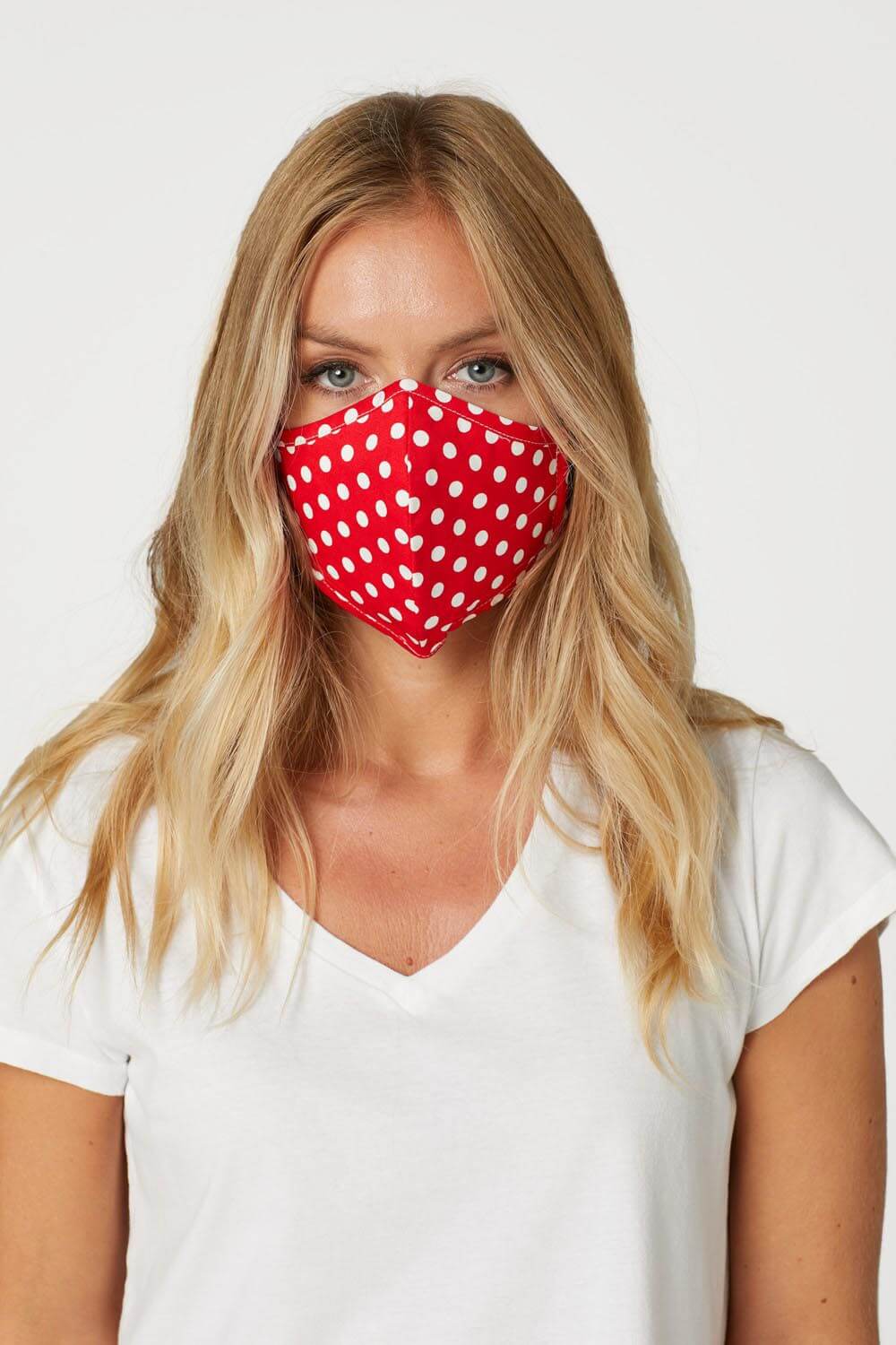 Red Polka Dot Print Fast Drying Fashion Face Mask, Image 2 of 2