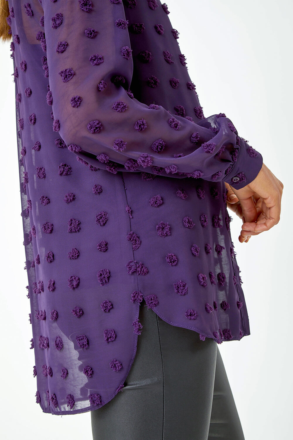 Purple Textured Polka Dot Blouse, Image 5 of 5
