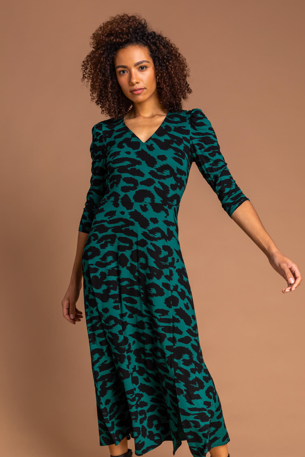 Forest  Leopard Print Fit And Flare Midi Dress, Image 5 of 5