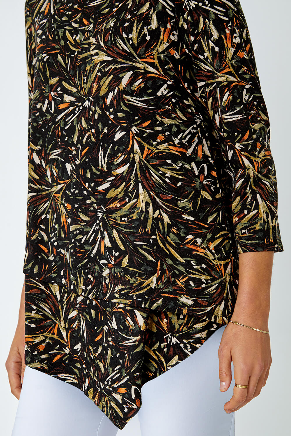 Natural  Leaf Asymmetric Layer Stretch Top, Image 5 of 5