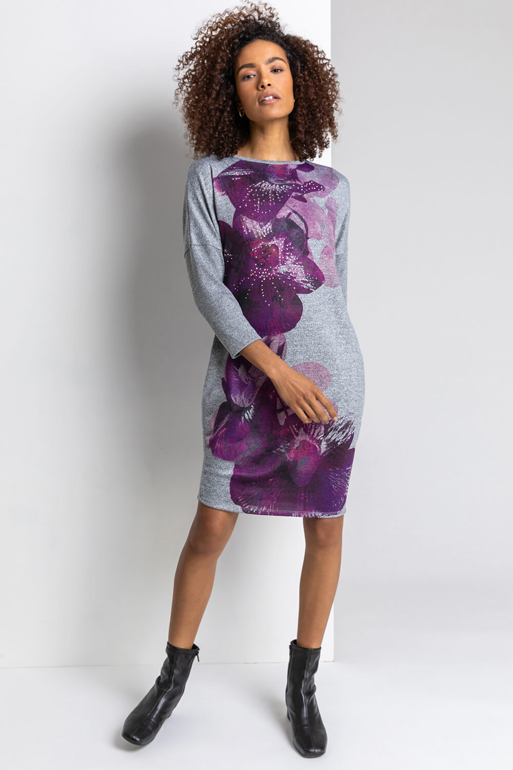 purple floral print dress