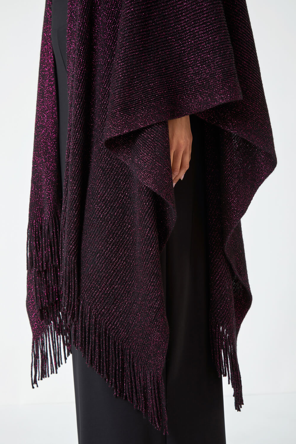  One Size Metallic Knit Cape, Image 5 of 5