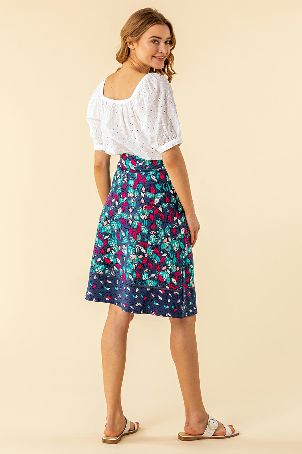 Multi  A Line Leaf Print Skirt, Image 3 of 4
