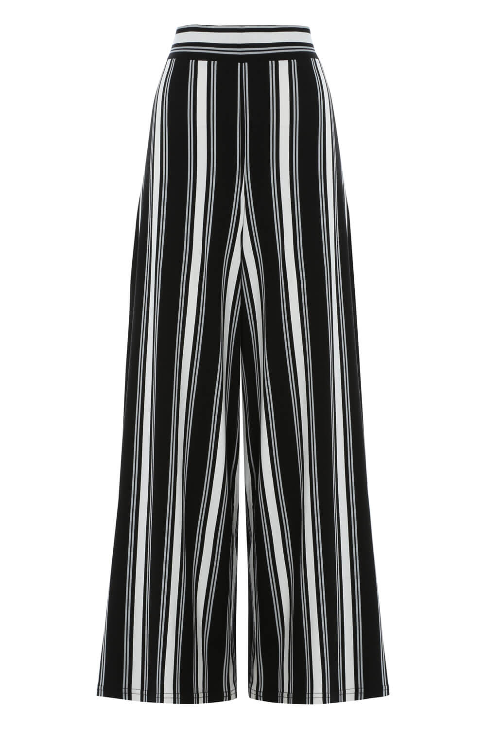 Stripe Wide Leg Trousers in Black - Roman Originals UK
