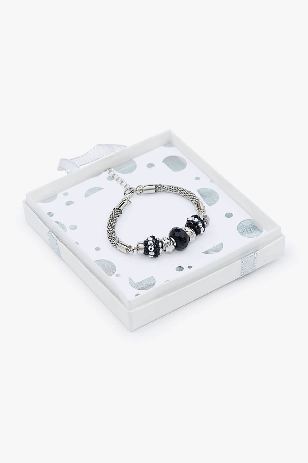Silver Textured Charm Bead Bracelet, Image 5 of 6