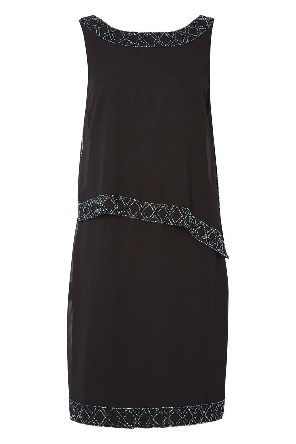 Black Embellished Double Layer Dress, Image 4 of 4