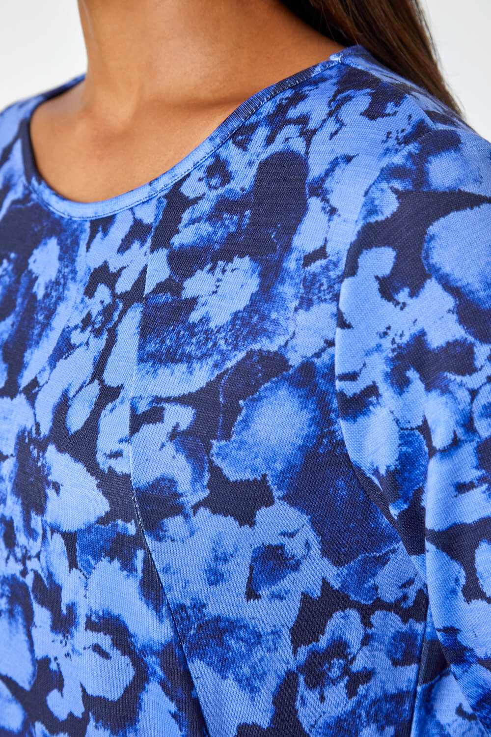 Blue Abstract Print Stretch Swing Tunic , Image 5 of 5