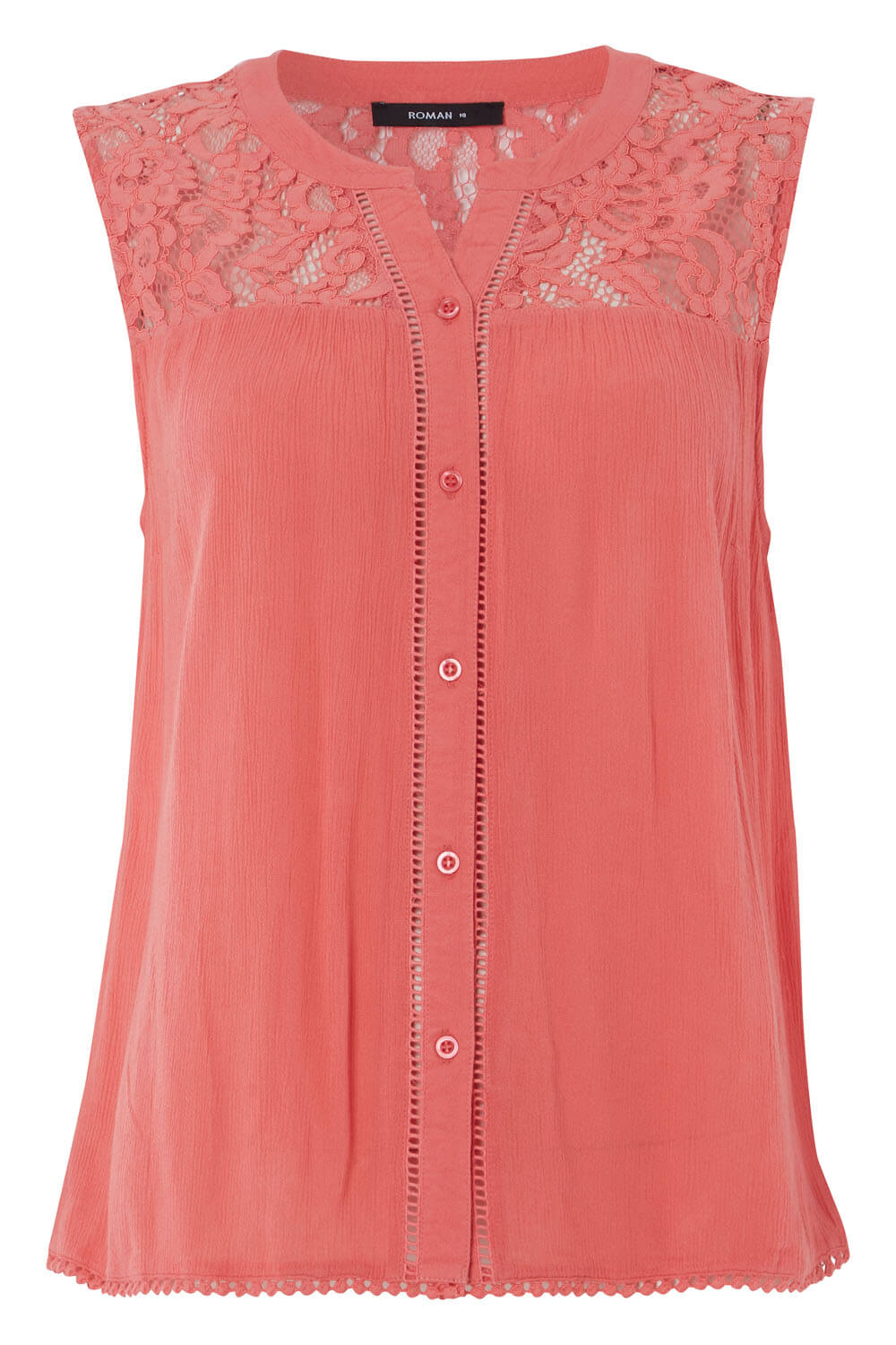 CORAL Lace Insert Button Up Blouse, Image 4 of 8