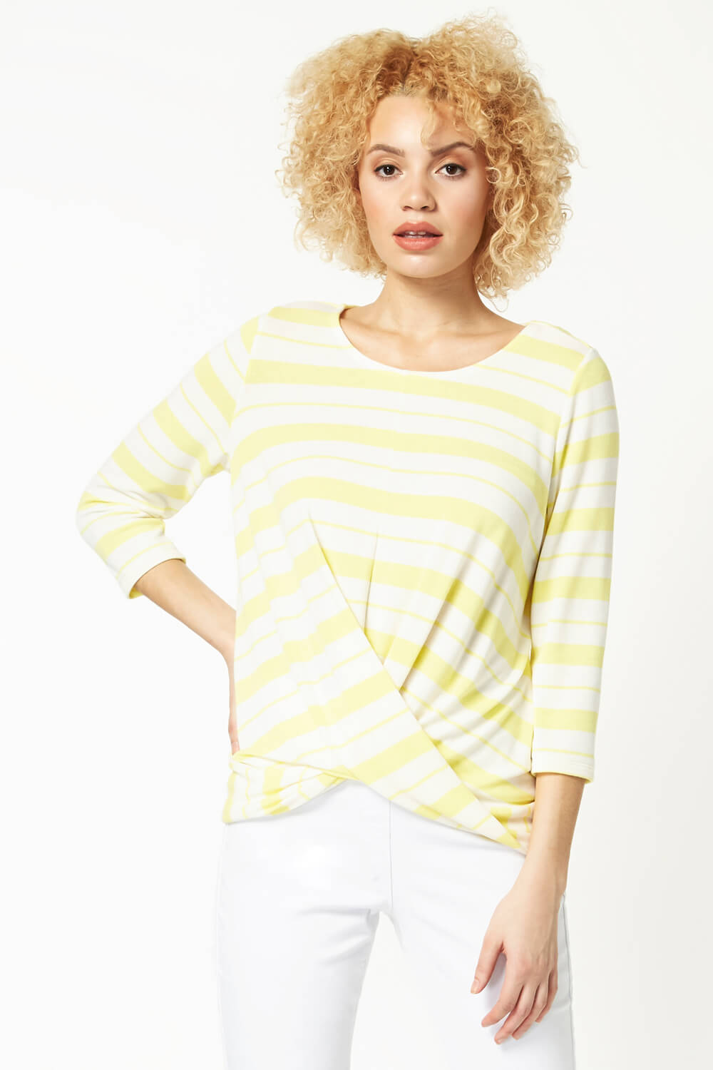 Abstract Stripe Twist Front Top