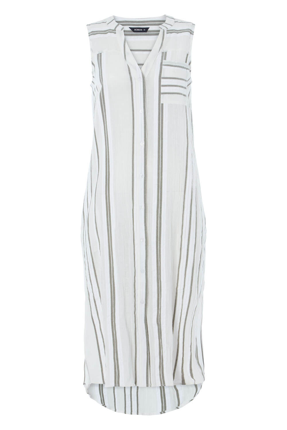 KHAKI Stripe A line Shift Dress , Image 5 of 5