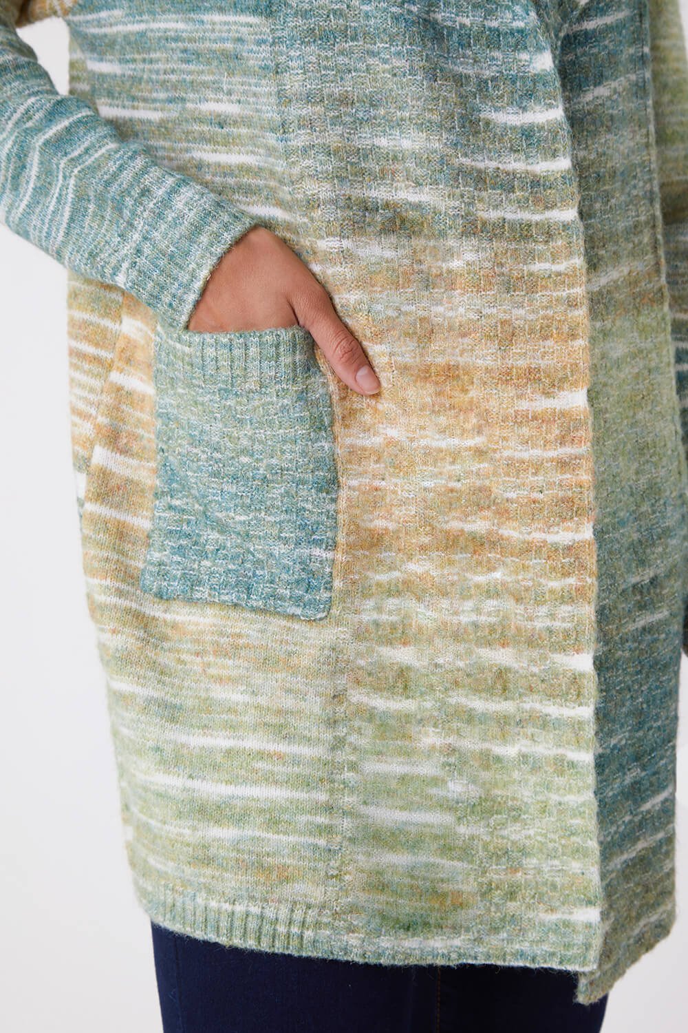 Green Ombre Longline Knitted Cardigan , Image 5 of 5