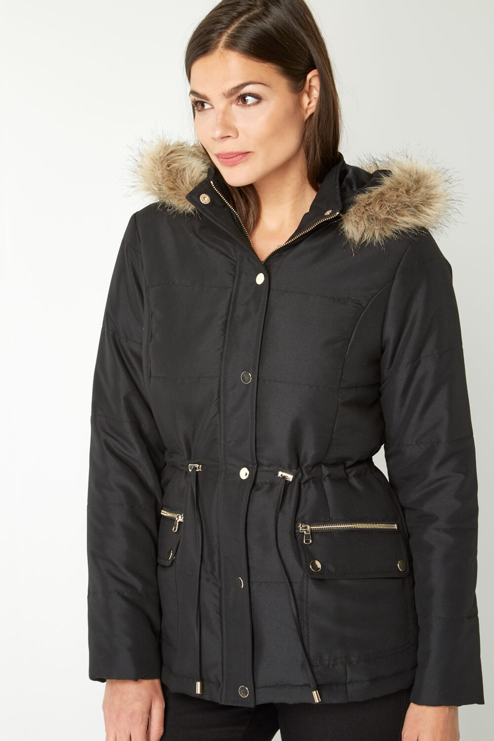 short black faux fur jacket uk