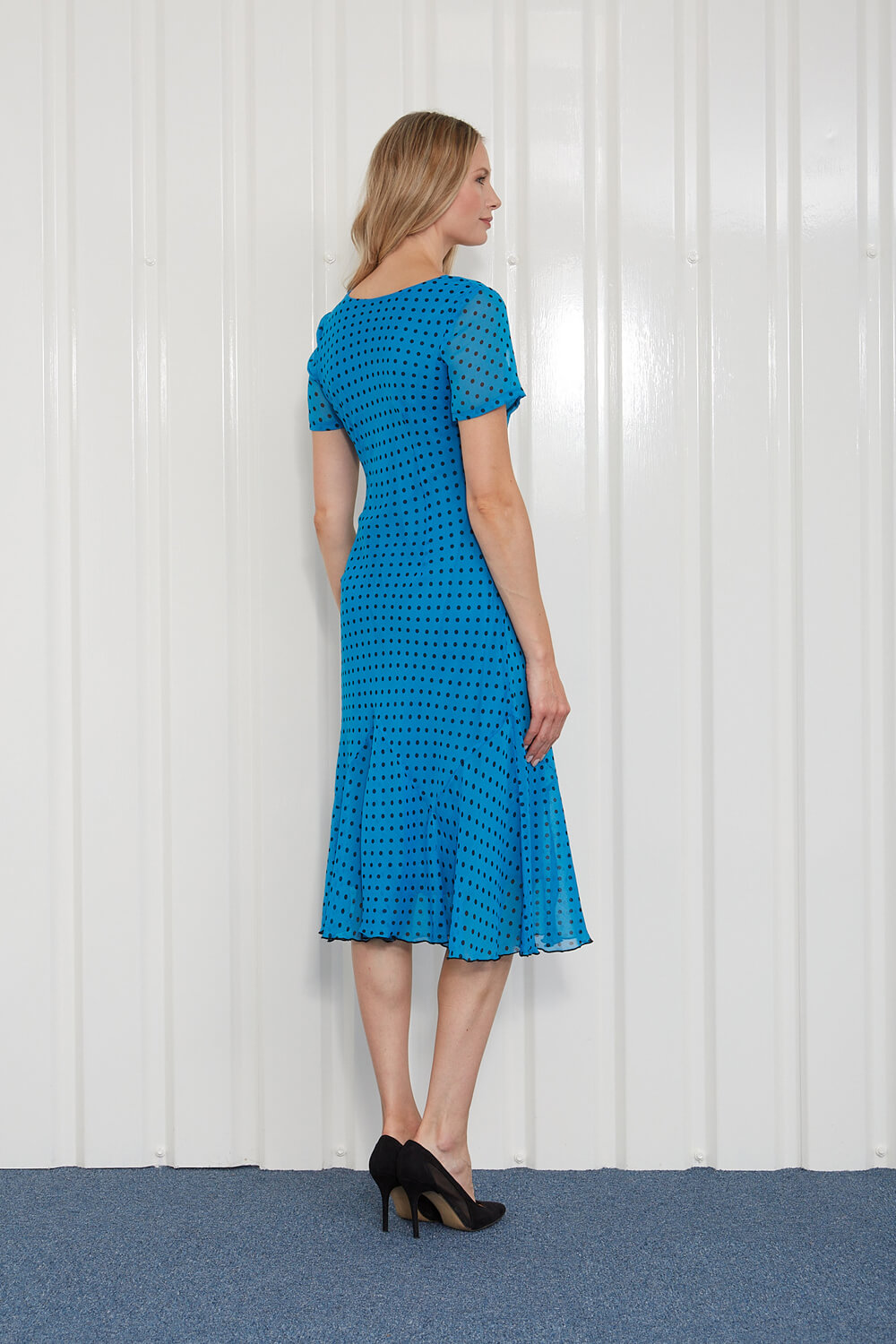 Turquoise Julianna Spot Print Chiffon Dress, Image 2 of 4