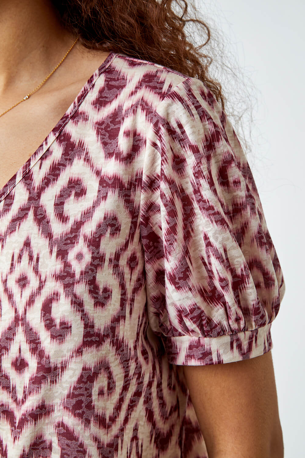 Wine Abstract Burnout Print Blouson Top, Image 5 of 5