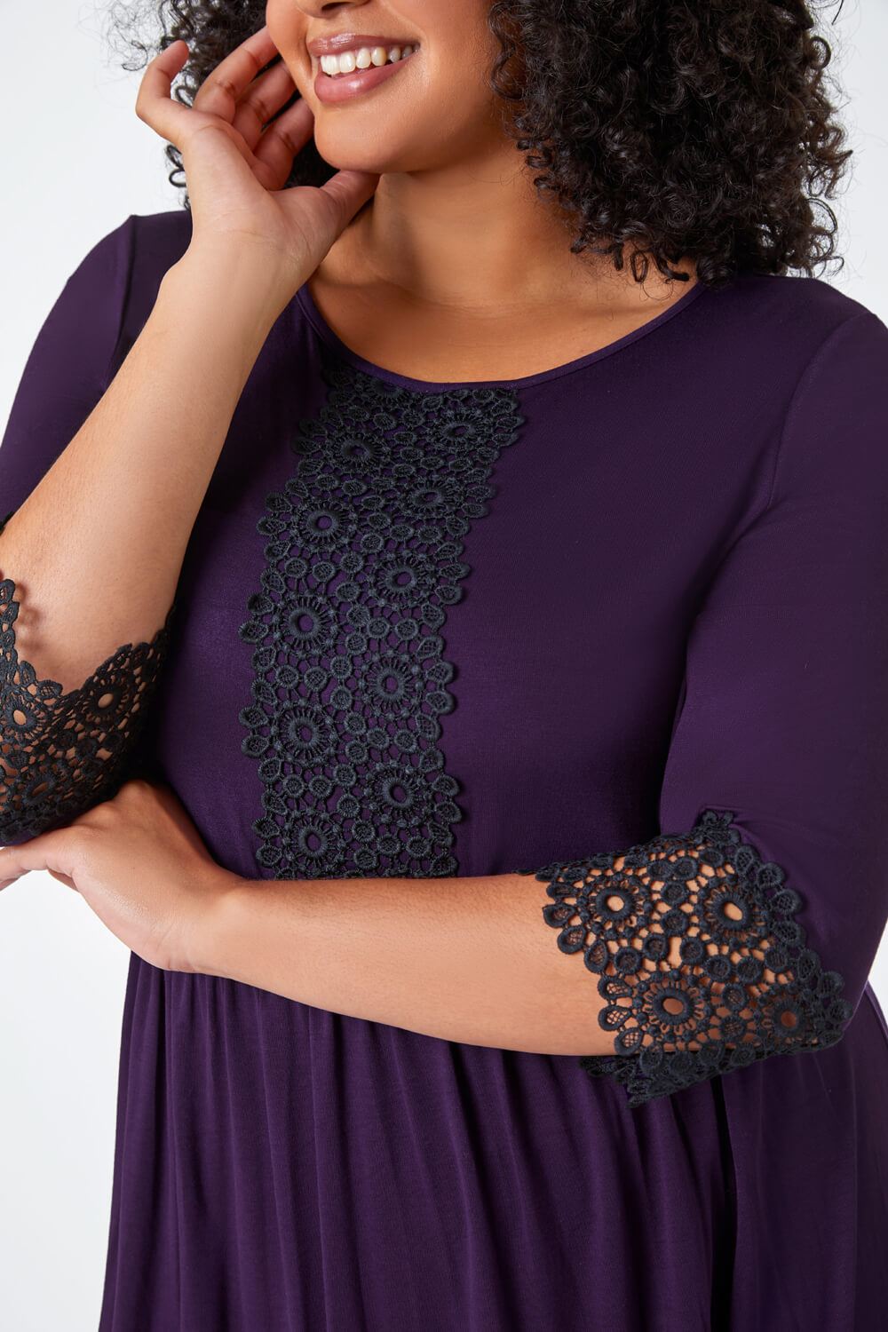 Curve Lace Detail Stretch Tunic Top