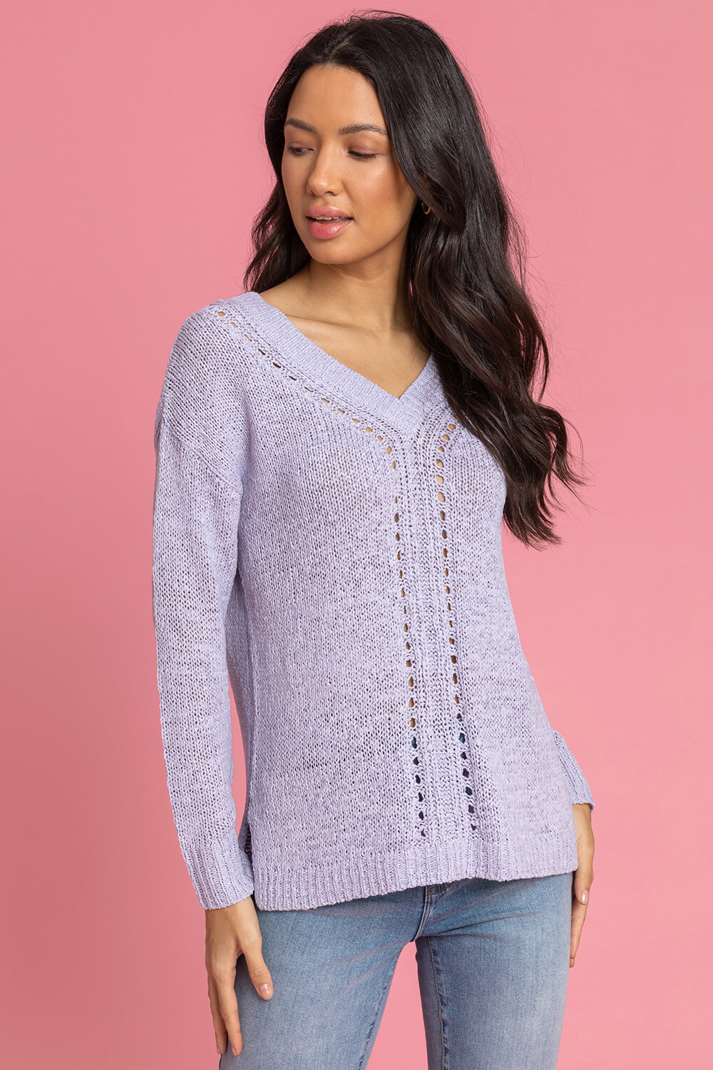 Tape Stitch Detail Jumper in Lilac Roman Originals UK