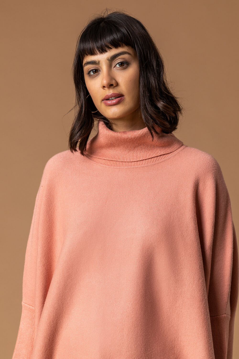 PINK Longline Roll Neck Poncho Jumper, Image 4 of 4