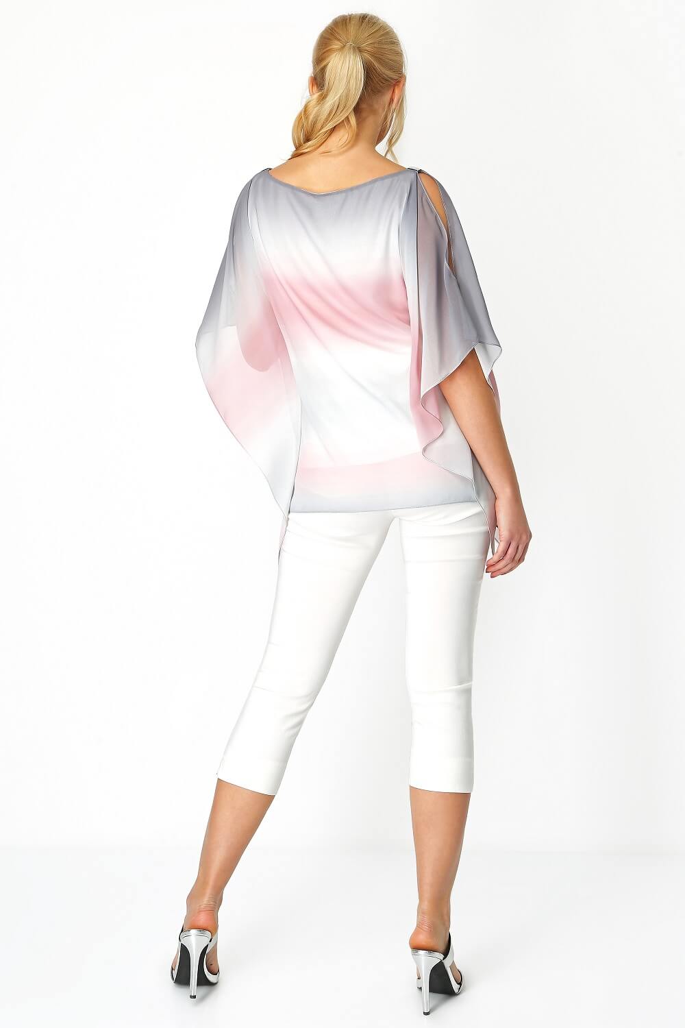 PINK Ombre Split Sleeve Overlay Top, Image 3 of 8