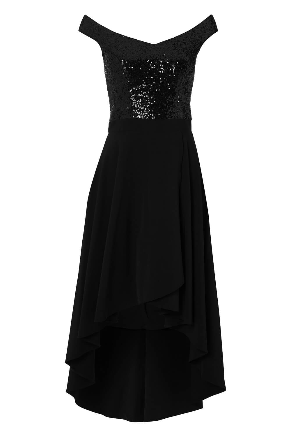 Black Sequin Bardot Gown, Image 4 of 4