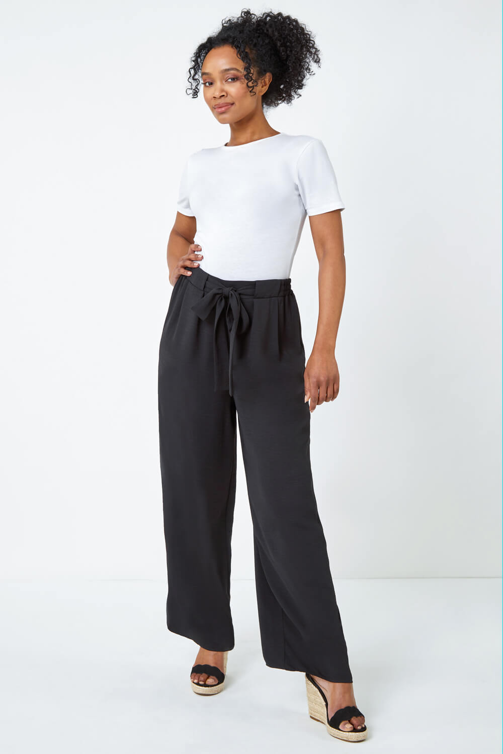 Buy Roman OriginalsWide Leg Trousers for Women UK Ladies Palazzo Pants  Evening Jersey Elasticated High Waist Smart Flared Culotte Office Work  Going Out Loose Crepe Bottoms Online at desertcartINDIA
