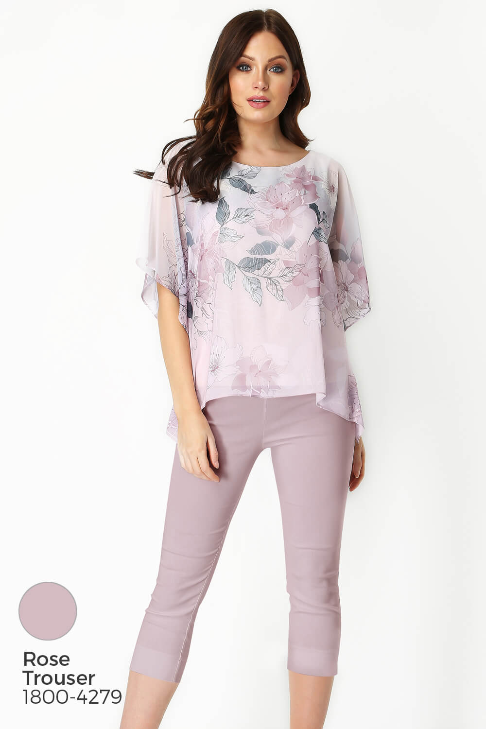 PINK Floral Chiffon Overlay Top, Image 7 of 8